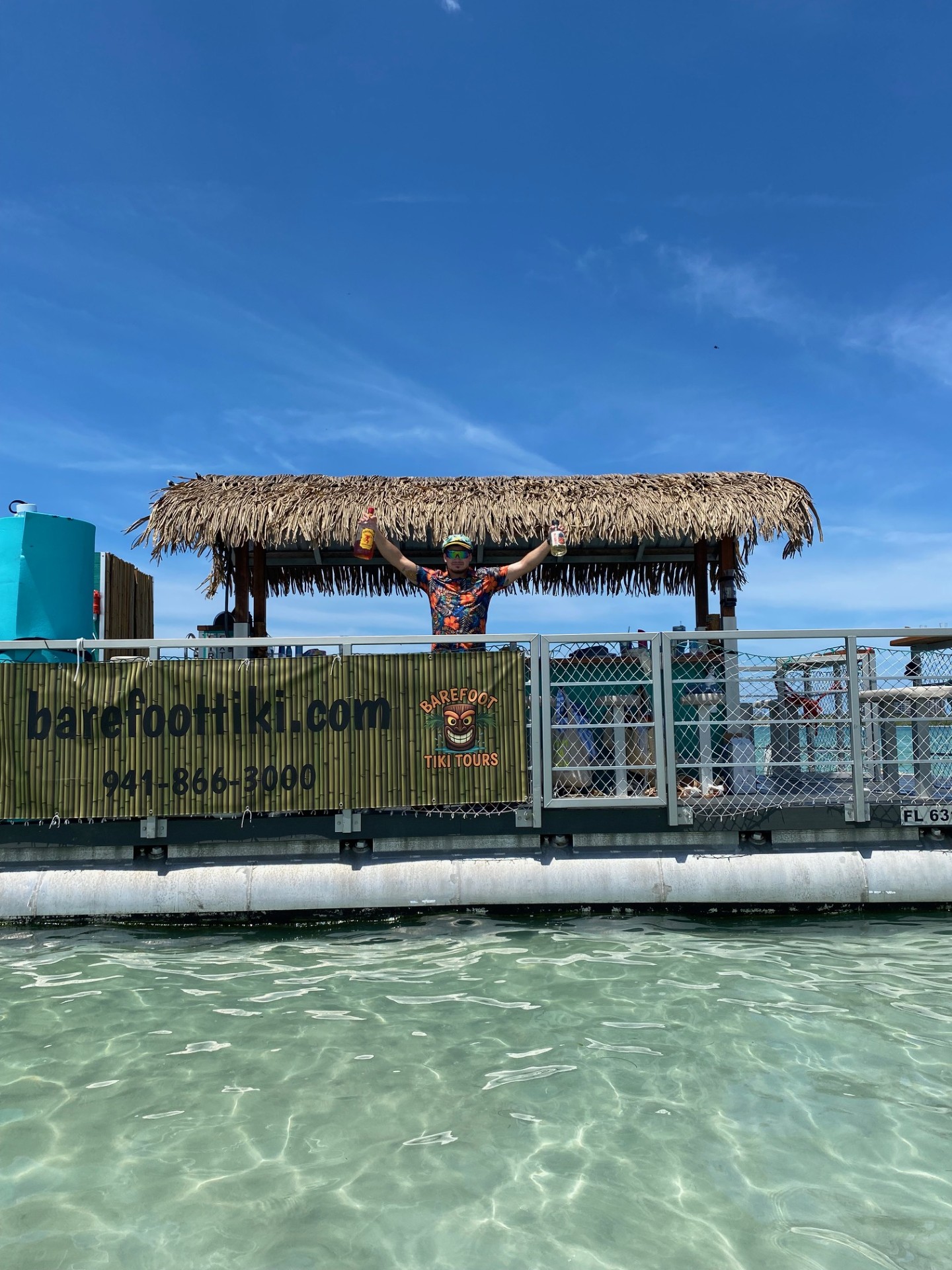 Celebration group enjoying a premium Barefoot Tiki private charter